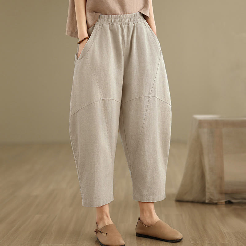 Buddha Stones Spring 7-8 Pantaloni harem da donna a tinta unita con tasche - image 2