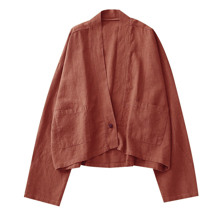 Giacca casual vintage a maniche lunghe con tasche , Buddha Stones, aperta sul davanti. - image 12