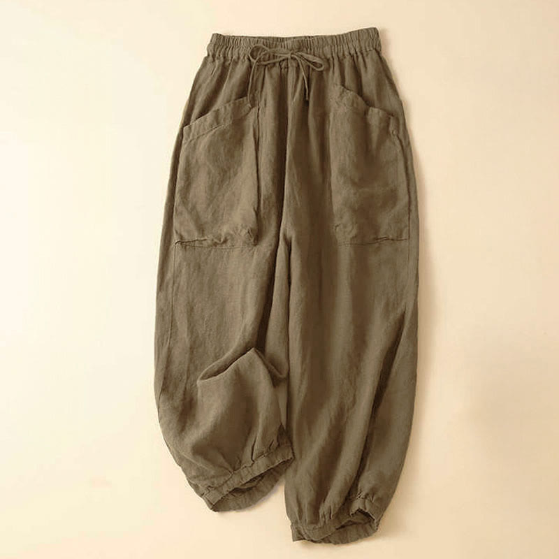 Pantaloni capri harem da donna Buddha Stones Commute con tasche - Tan - US8-10, UK/AU12-14, EU40-42 (2XL) - image 0