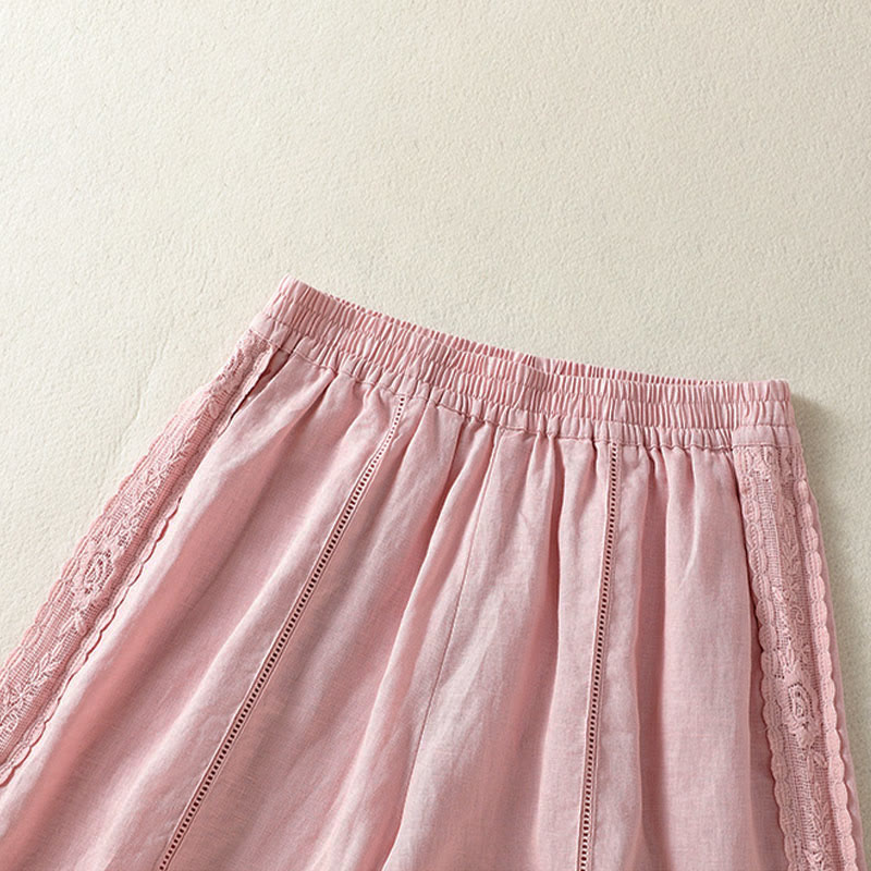 Buddha Stones Pantaloncini da donna estivi casual in stile boho, tinta unita, con lacci laterali decorativi e tasche. - image 17