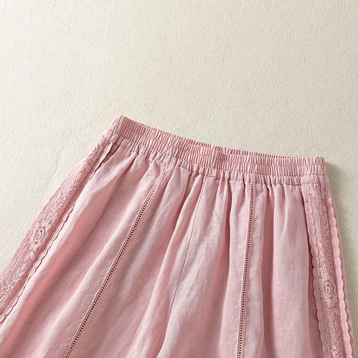 Buddha Stones Pantaloncini da donna estivi casual in stile boho, tinta unita, con lacci laterali decorativi e tasche. - image 17