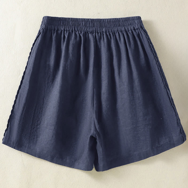 Buddha Stones Pantaloncini da donna estivi casual in stile boho, tinta unita, con lacci laterali decorativi e tasche. - image 11