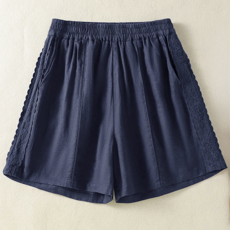 Buddha Stones Pantaloncini da donna estivi casual in stile boho, tinta unita, con lacci laterali decorativi e tasche. - Blu notte - US8-10, UK/AU12-14, EU40-42 (2XL) - image 10