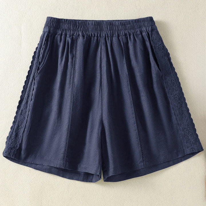 Buddha Stones Pantaloncini da donna estivi casual in stile boho, tinta unita, con lacci laterali decorativi e tasche. - Blu notte - US8-10, UK/AU12-14, EU40-42 (2XL) - image 10