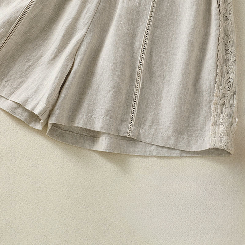 Buddha Stones Pantaloncini da donna estivi casual in stile boho, tinta unita, con lacci laterali decorativi e tasche. - image 24