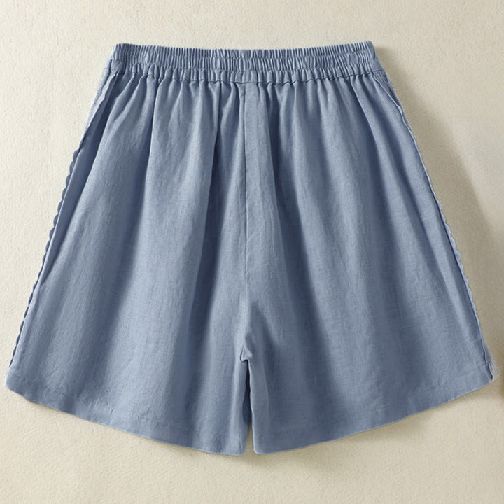 Buddha Stones Pantaloncini da donna estivi casual in stile boho, tinta unita, con lacci laterali decorativi e tasche. - image 1