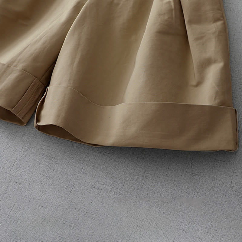 Buddha Stones Pantaloncini da donna estivi minimalisti ed eleganti con cerniera e tasche. - image 7