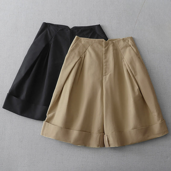 Buddha Stones Pantaloncini da donna estivi minimalisti ed eleganti con cerniera e tasche. - image 15