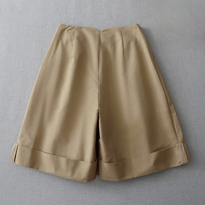 Buddha Stones Pantaloncini da donna estivi minimalisti ed eleganti con cerniera e tasche. - image 1