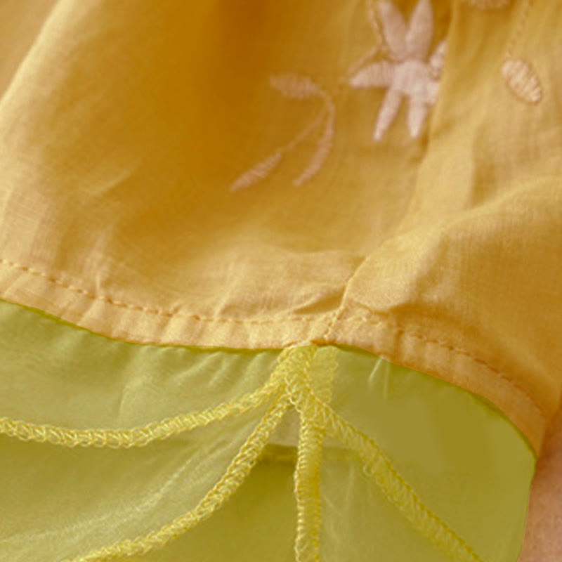 Camicia da donna a maniche corte con scollo rotondo e motivo floreale ricamato a petali, Buddha Stones. - image 11
