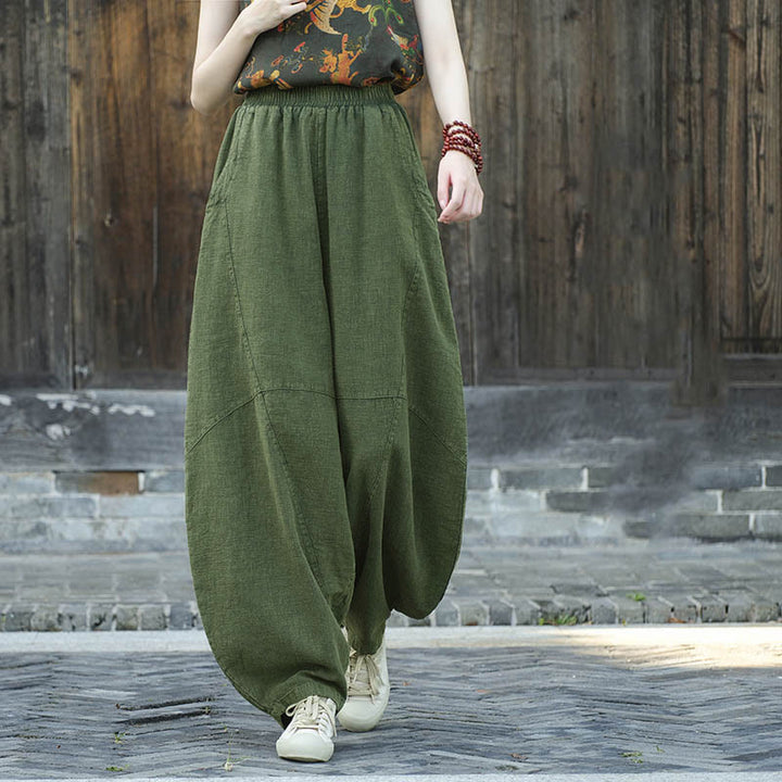 Pantaloni Buddha Stones, pantaloni harem larghi, stile Zen Yoga Tai Chi da donna - Verde (foderato in pile) - US8-10, UK/AU12-14, EU40-42 (L)  - image 13