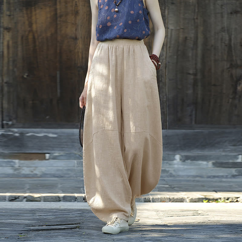 Pantaloni Buddha Stones, pantaloni harem larghi, stile Zen Yoga Tai Chi da donna - Beige (stile classico) - US8-10, UK/AU12-14, EU40-42 (L)  - image 32