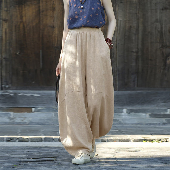 Pantaloni Buddha Stones, pantaloni harem larghi, stile Zen Yoga Tai Chi da donna - Beige (stile classico) - US8-10, UK/AU12-14, EU40-42 (L)  - image 32