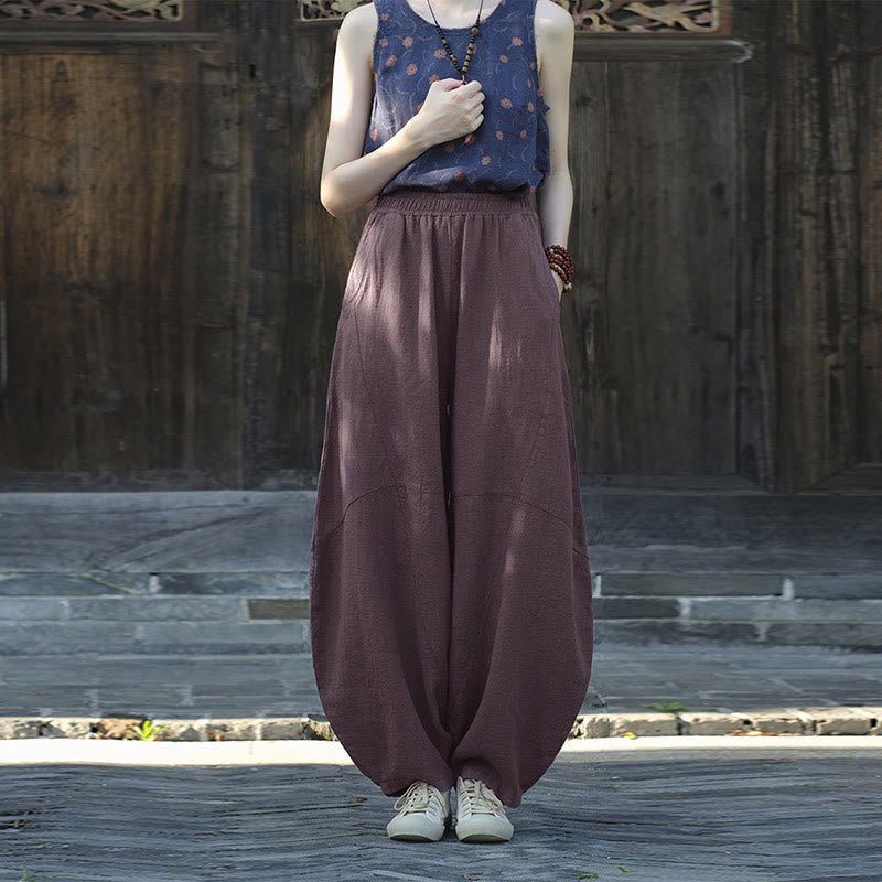 Pantaloni Buddha Stones, pantaloni harem larghi, stile Zen Yoga Tai Chi da donna - Viola (modello standard) - US8-10, UK/AU12-14, EU40-42 (L)  - image 34