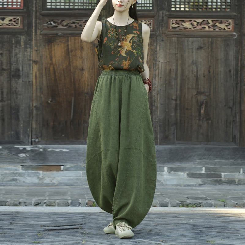 Pantaloni Buddha Stones, pantaloni harem larghi, stile Zen Yoga Tai Chi da donna - image 28