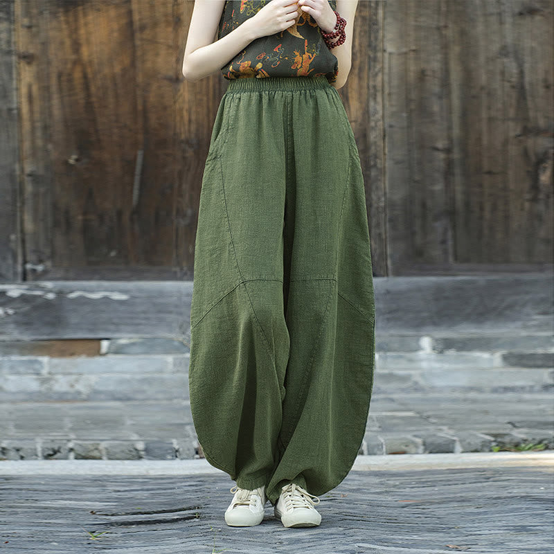 Pantaloni Buddha Stones, pantaloni harem larghi, stile Zen Yoga Tai Chi da donna - Verde (stile normale) - US8-10, UK/AU12-14, EU40-42 (L)  - image 27