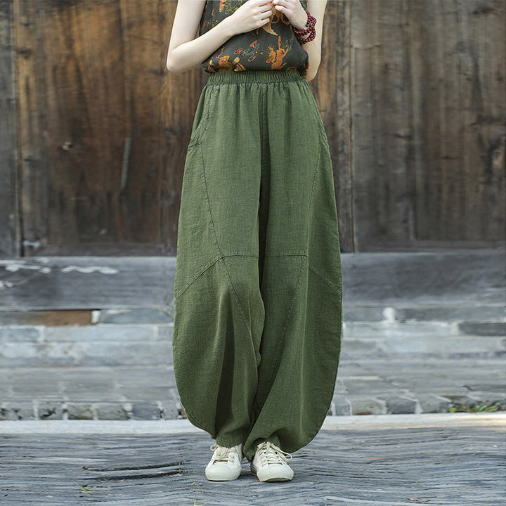 Pantaloni Buddha Stones, pantaloni harem larghi, stile Zen Yoga Tai Chi da donna - Verde (stile normale) - US8-10, UK/AU12-14, EU40-42 (L)  - image 27