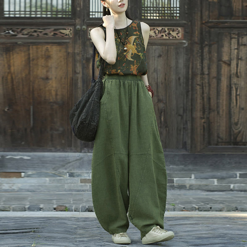 Pantaloni Buddha Stones, pantaloni harem larghi, stile Zen Yoga Tai Chi da donna - image 29