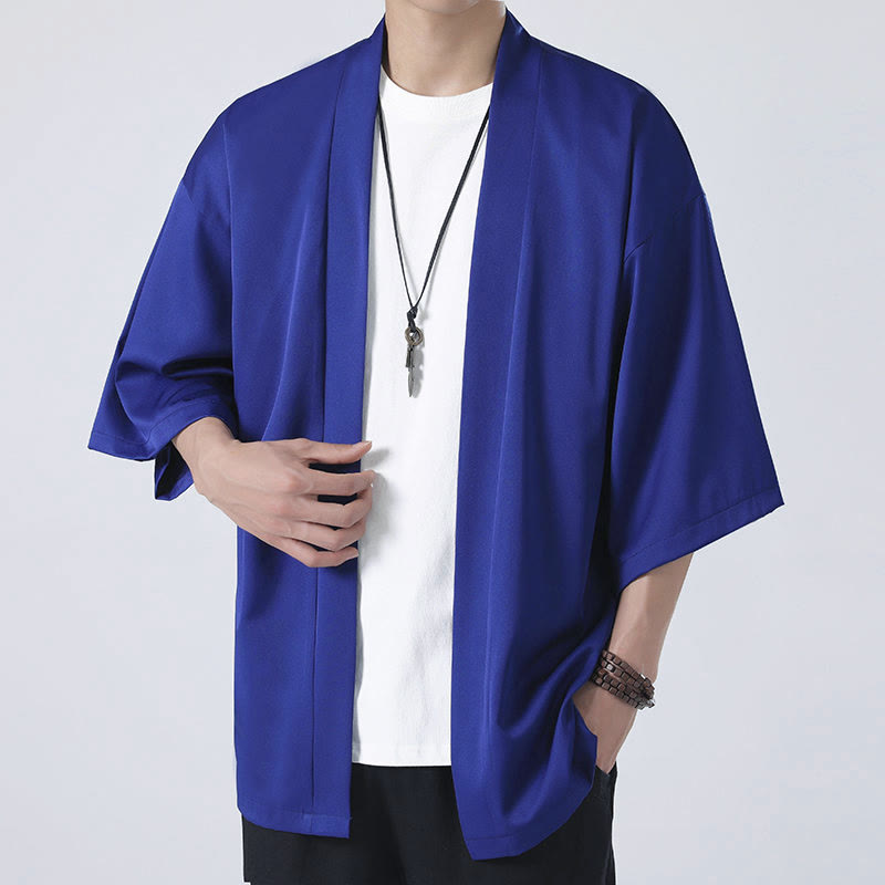 Giacca kimono da uomo con apertura frontale tinta unita Buddha Stones - image 21