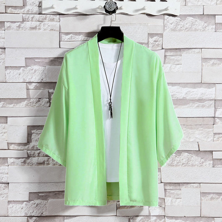 Giacca kimono da uomo con apertura frontale tinta unita Buddha Stones - Verde (solo giacca) - US/UK/AU46, EU56 (5XL) - image 24