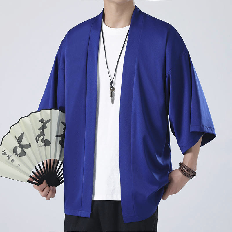 Giacca kimono da uomo con apertura frontale tinta unita Buddha Stones - image 22