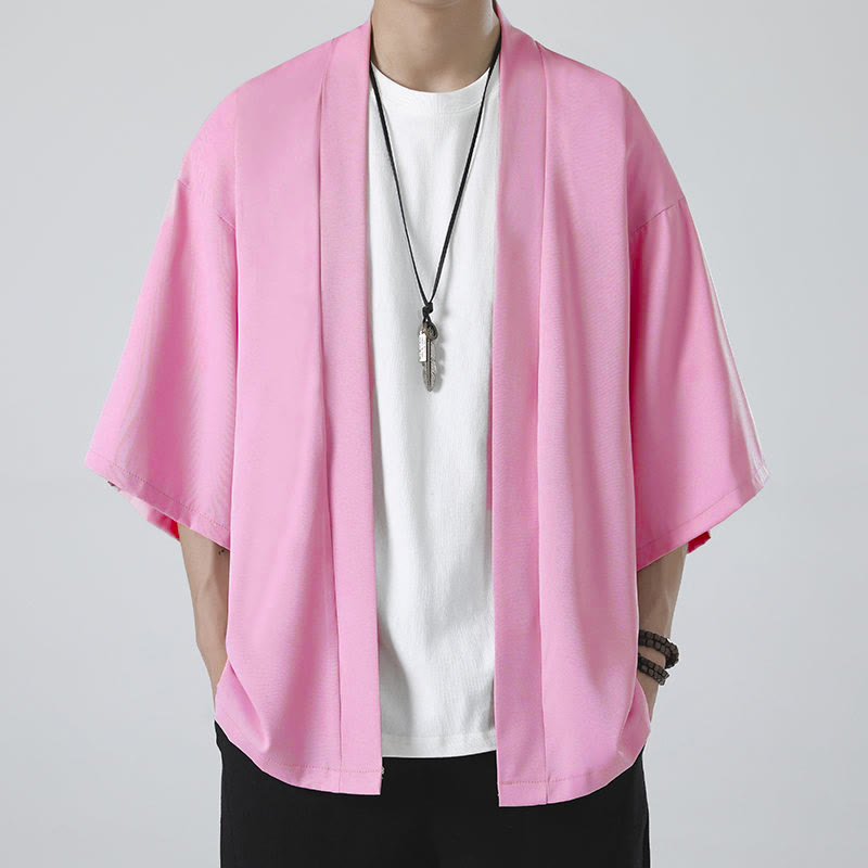 Giacca kimono da uomo con apertura frontale tinta unita Buddha Stones - image 18
