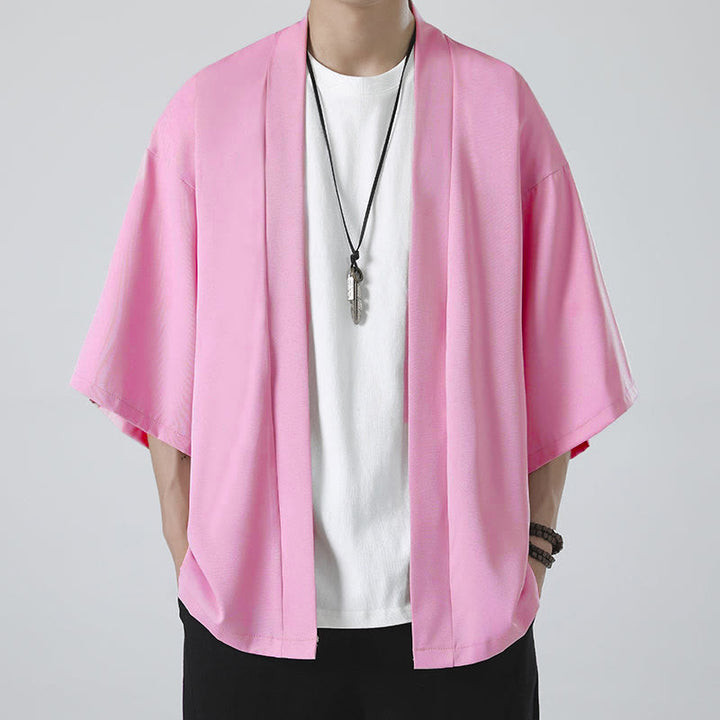 Giacca kimono da uomo con apertura frontale tinta unita Buddha Stones - image 18