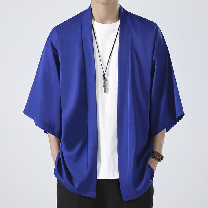 Kimono da uomo a tinta unita con apertura frontale e motivo Buddha Stones. - Blu (solo giacca) - US/UK/AU46, EU56 (5XL) - image 20