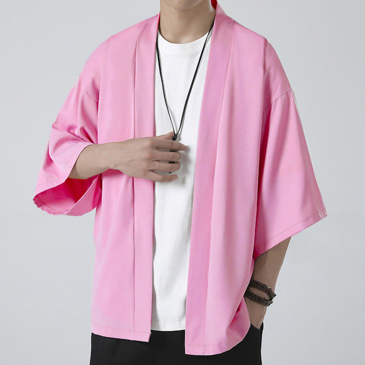 Giacca kimono da uomo con apertura frontale tinta unita Buddha Stones - Rosa (solo giacca) - US/UK/AU46, EU56 (5XL) - image 17