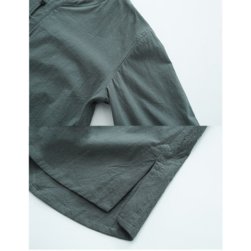 Completo da uomo con maglietta a maniche corte e pantaloni in tinta unita con motivo Buddha Stones. - image 2