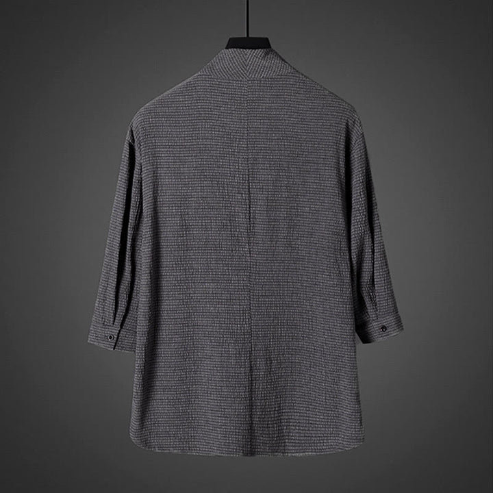 Camicia da uomo casual con scollo a V e maniche a tre quarti con stampa Buddha Stones - image 3