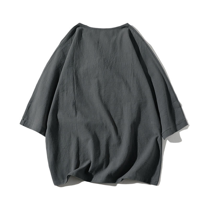 Set di abbigliamento da meditazione da uomo con motivo Buddha Stones , composto da t-shirt semplice con colletto a revers e pantaloncini a gamba larga con tasche. - image 2