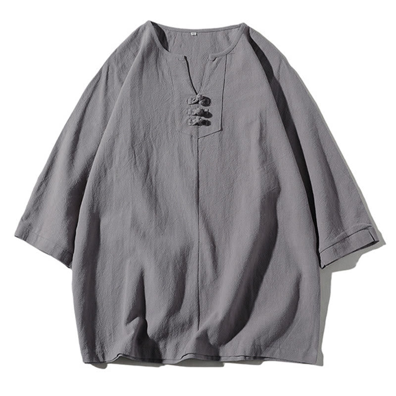 Set di abbigliamento da meditazione da uomo con motivo Buddha Stones , composto da t-shirt semplice con colletto a revers e pantaloncini a gamba larga con tasche. - image 21