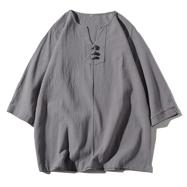 Set di abbigliamento da meditazione da uomo con motivo Buddha Stones , composto da t-shirt semplice con colletto a revers e pantaloncini a gamba larga con tasche. - image 21