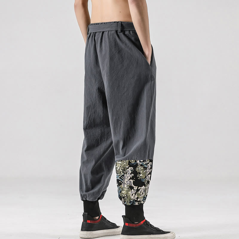 Pantaloni harem da uomo con lacci e tasche, con stampa "Onde oceaniche" e motivo Buddha Stones. - image 24