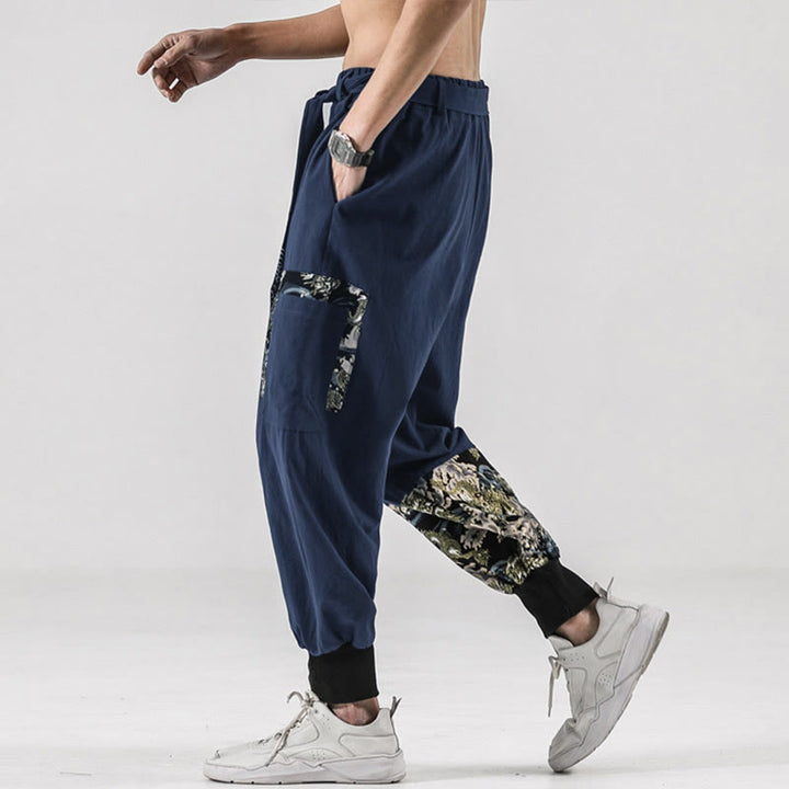Pantaloni harem da uomo con lacci e tasche, con stampa "Onde oceaniche" e motivo Buddha Stones. - image 31