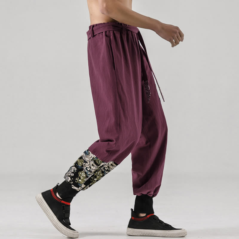 Pantaloni harem da uomo con lacci e tasche, con stampa "Onde oceaniche" e motivo Buddha Stones. - image 19