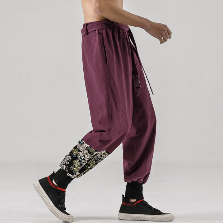 Pantaloni harem da uomo con lacci e tasche, con stampa "Onde oceaniche" e motivo Buddha Stones. - image 19
