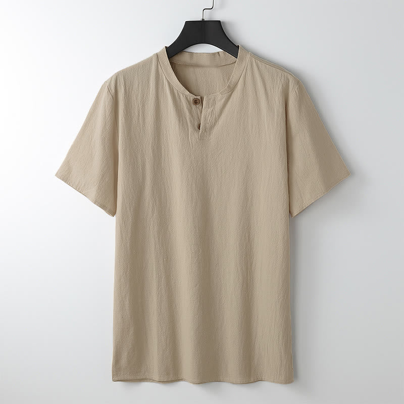 Maglietta da uomo ampia con Buddha Stones, tinta unita, manica corta, collo con bottoni, morbida camicia - Mocassino - US/UK/AU54, EU64 (9XL) - image 8