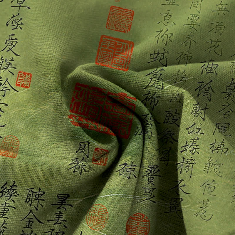Buddha Stones Pantaloni da donna in cotone e lino con elastico in vita e gamba larga, fantasia vintage a scritta, con tasche. - image 3