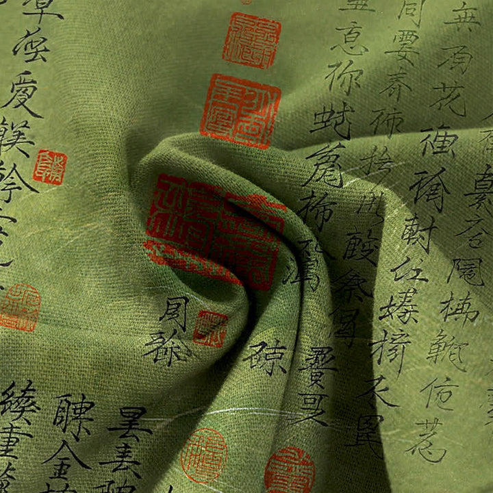 Buddha Stones Pantaloni da donna in cotone e lino con elastico in vita e gamba larga, fantasia vintage a scritta, con tasche. - image 3