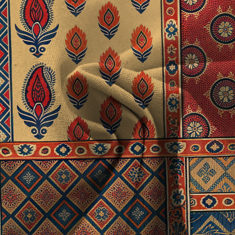 Buddha Stones Pantaloni da donna a gamba larga con elastico in vita e tasche, in cotone e lino, con fantasia floreale vintage. - image 3