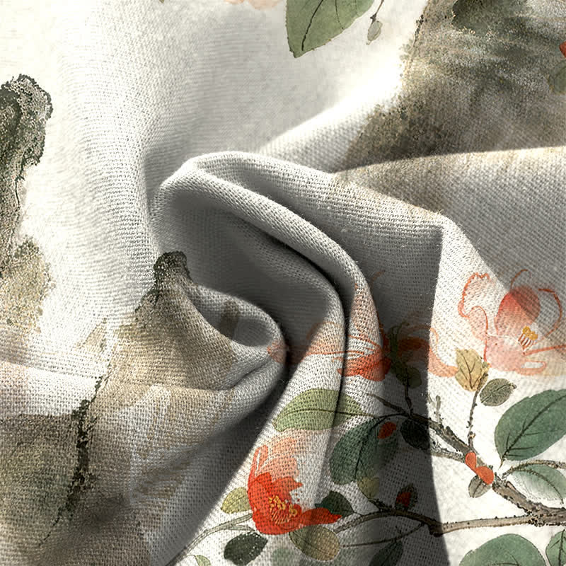 Buddha Stones Pantaloni da donna a gamba larga con elastico in vita e tasche, in cotone e lino, con fantasia floreale vintage. - image 3