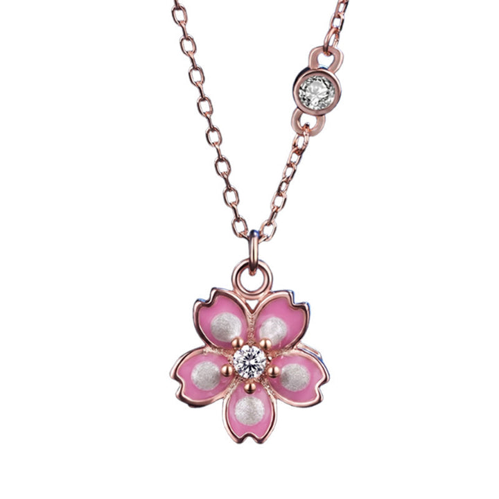 Collana con ciondolo a forma di fiore di ciliegio in argento sterling 925 con Buddha Stones e protezione girevole - image 6