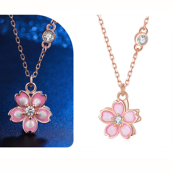 Collana con ciondolo a forma di fiore di ciliegio in argento sterling 925 con Buddha Stones e protezione girevole - image 9