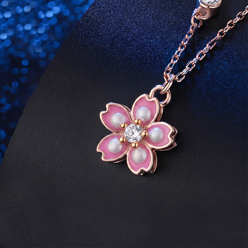 Collana con ciondolo a forma di fiore di ciliegio in argento sterling 925 con Buddha Stones e protezione girevole - image 3