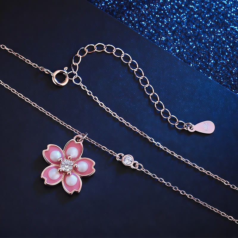 Collana con ciondolo a forma di fiore di ciliegio in argento sterling 925 con Buddha Stones e protezione girevole - image 4