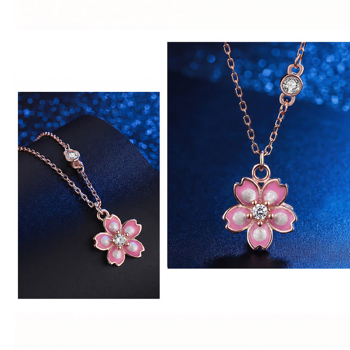Collana con ciondolo a forma di fiore di ciliegio in argento sterling 925 con Buddha Stones e protezione girevole - image 8