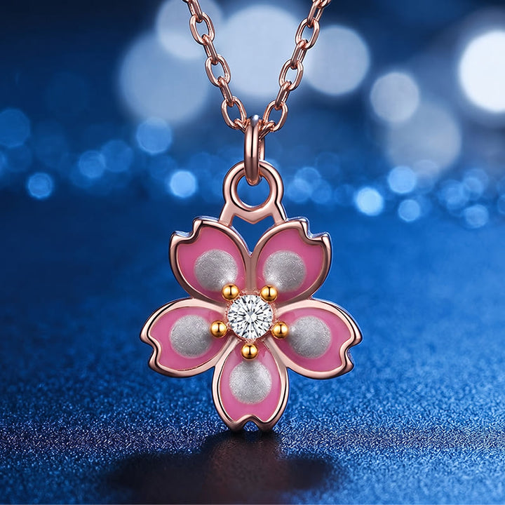 Collana con ciondolo a forma di fiore di ciliegio in argento sterling 925 con Buddha Stones e protezione girevole - image 5