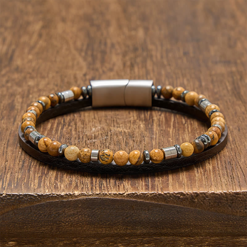 Buddha Stones Bracciale in pelle a doppio giro Lapislazzuli Truth - Occhio di tigre (circonferenza del polso: 19-20 cm) - image 23